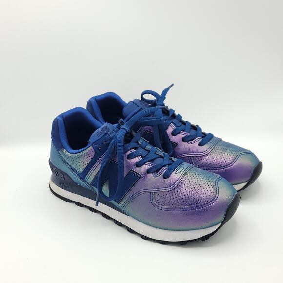 New Balance 574 Iridescent blue purple WL574KSD women's size 8.5 - Picture 2 of 9